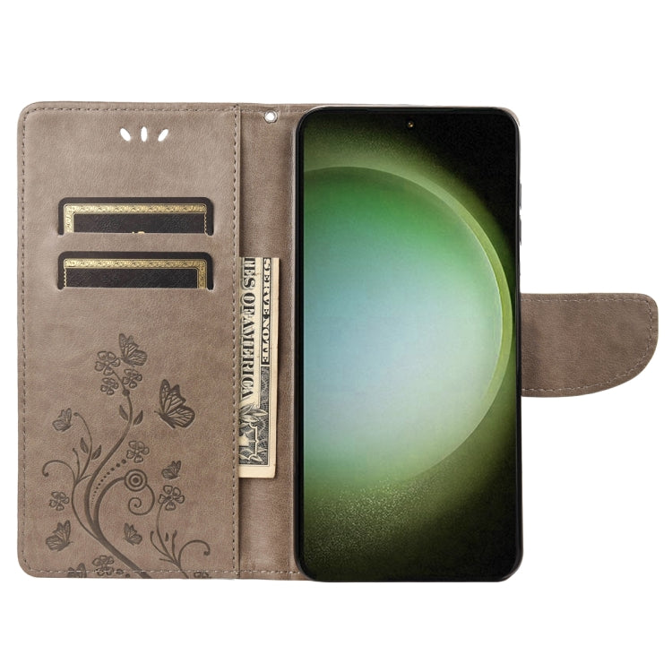For Samsung Galaxy S23 Ultra 5G Butterfly Flower Pattern Flip Leather Phone Case