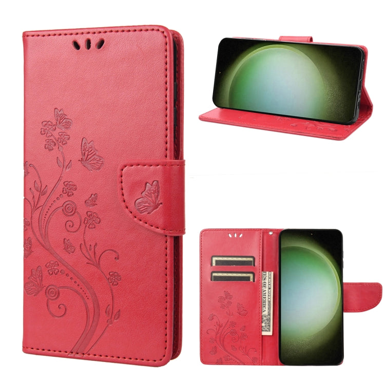 For Samsung Galaxy S23 Ultra 5G Butterfly Flower Pattern Flip Leather Phone Case