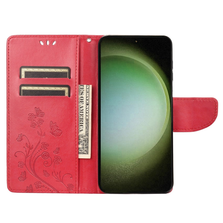 For Samsung Galaxy S23 Ultra 5G Butterfly Flower Pattern Flip Leather Phone Case