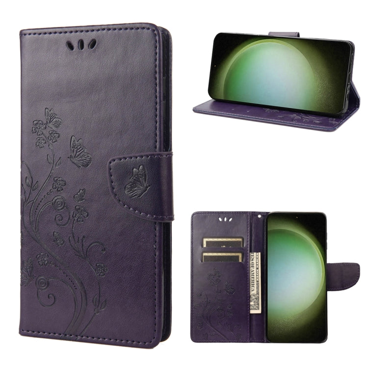For Samsung Galaxy S23 Ultra 5G Butterfly Flower Pattern Flip Leather Phone Case
