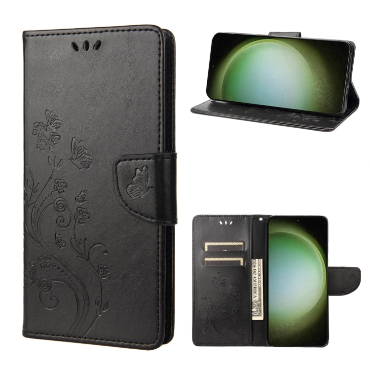 For Samsung Galaxy S23 Ultra 5G Butterfly Flower Pattern Flip Leather Phone Case