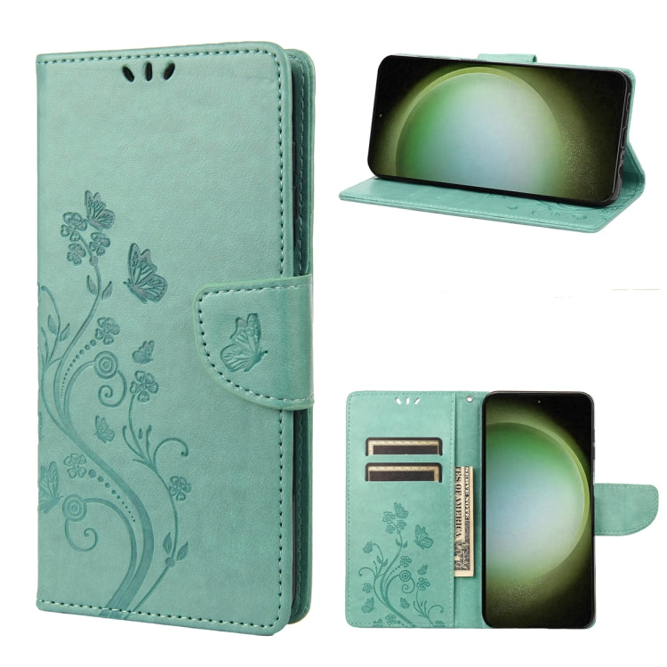 For Samsung Galaxy S23 Ultra 5G Butterfly Flower Pattern Flip Leather Phone Case