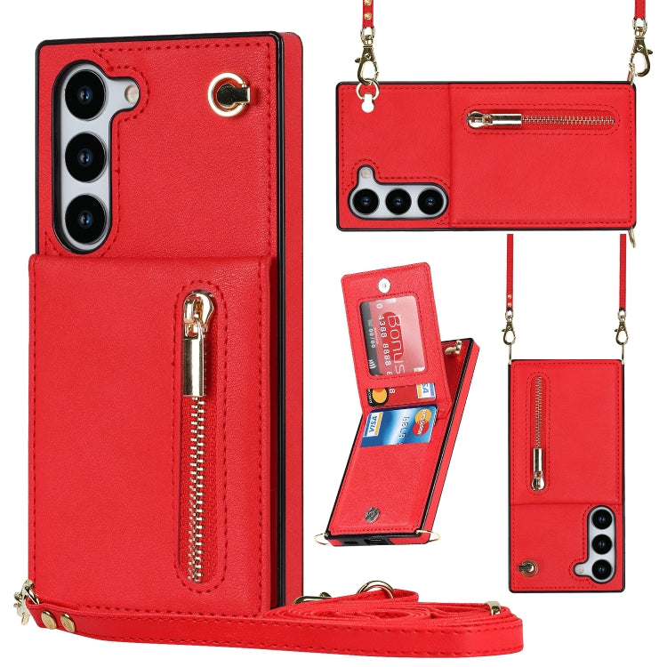For Samsung Galaxy S23 5G Cross-body Zipper Square TPU+PU Back Cover Case
