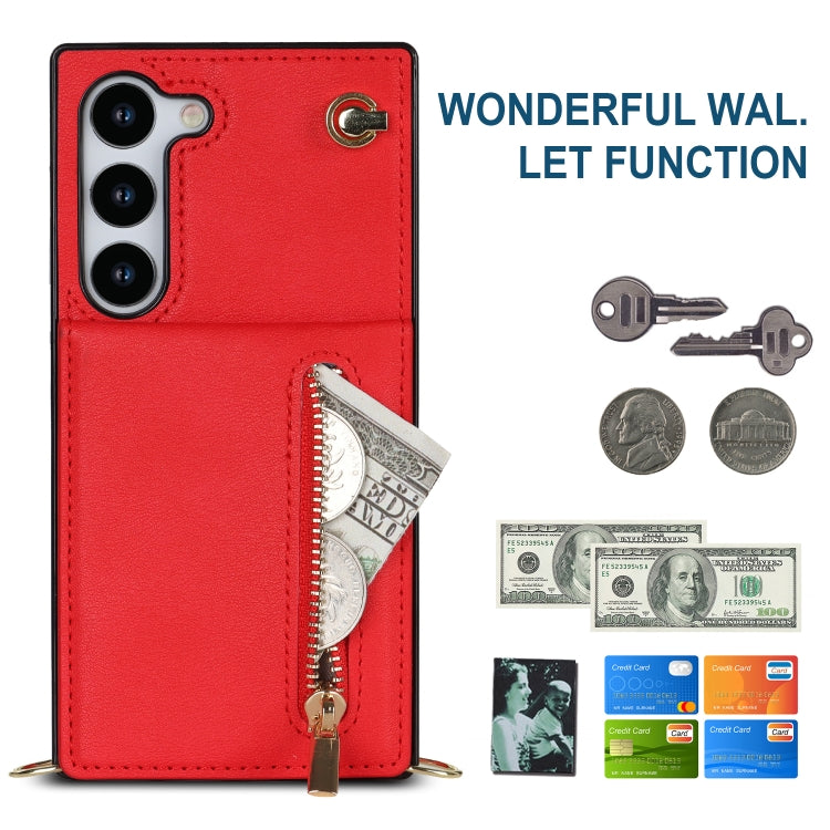 For Samsung Galaxy S23 5G Cross-body Zipper Square TPU+PU Back Cover Case