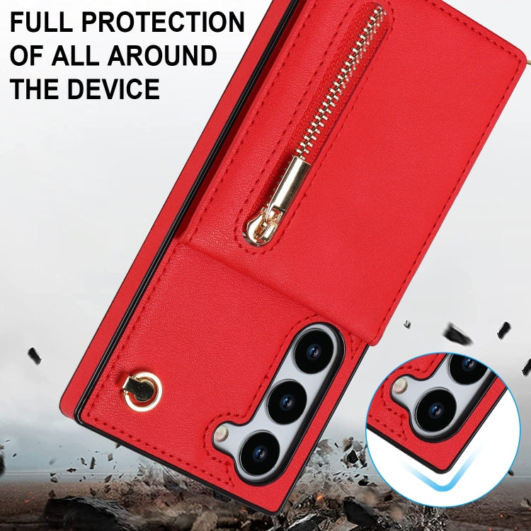 For Samsung Galaxy S23 5G Cross-body Zipper Square TPU+PU Back Cover Case
