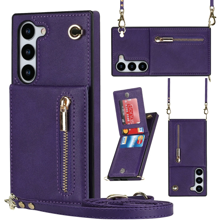 For Samsung Galaxy S23 5G Cross-body Zipper Square TPU+PU Back Cover Case