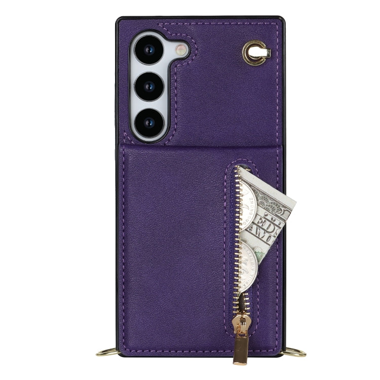 For Samsung Galaxy S23 5G Cross-body Zipper Square TPU+PU Back Cover Case