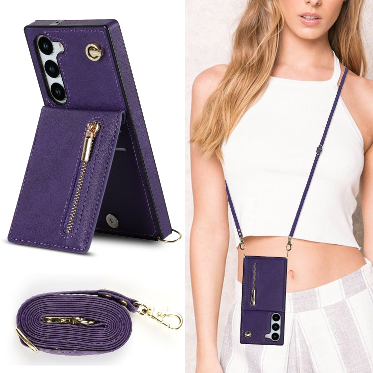 For Samsung Galaxy S23 5G Cross-body Zipper Square TPU+PU Back Cover Case