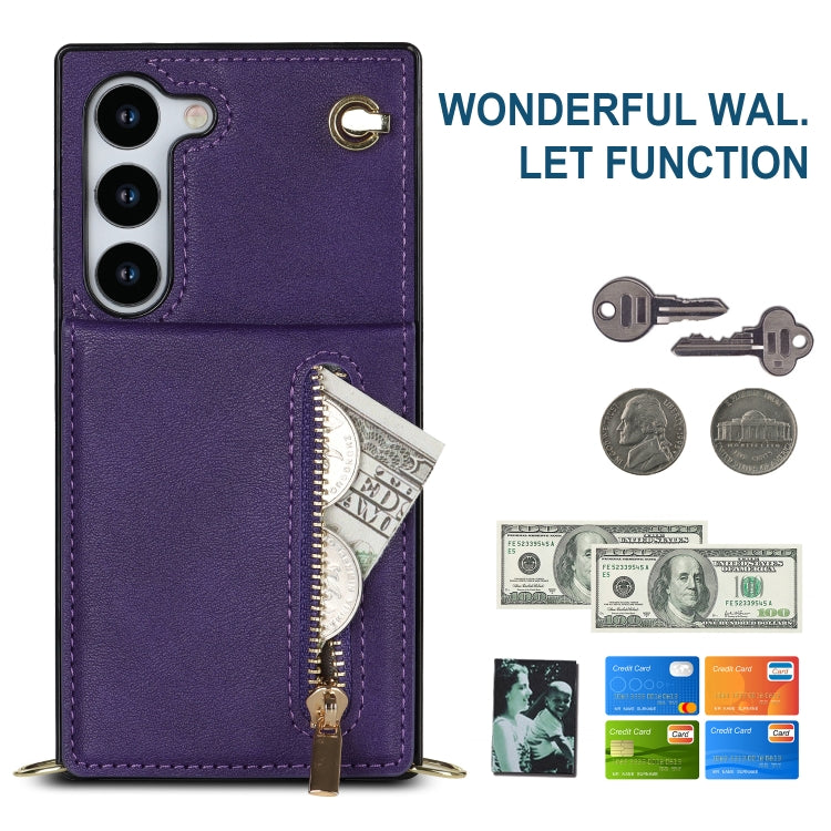 For Samsung Galaxy S23 5G Cross-body Zipper Square TPU+PU Back Cover Case
