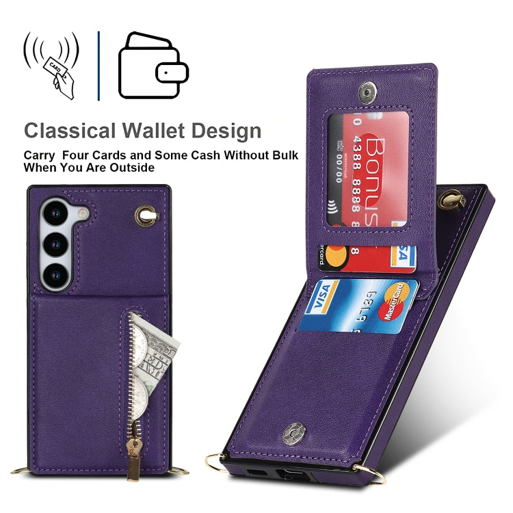 For Samsung Galaxy S23 5G Cross-body Zipper Square TPU+PU Back Cover Case