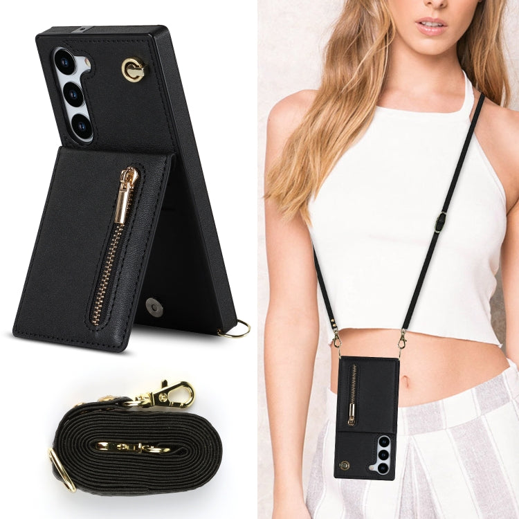 For Samsung Galaxy S23+ 5G Cross-body Zipper Square TPU+PU Back Cover Case