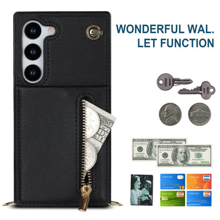 For Samsung Galaxy S23+ 5G Cross-body Zipper Square TPU+PU Back Cover Case