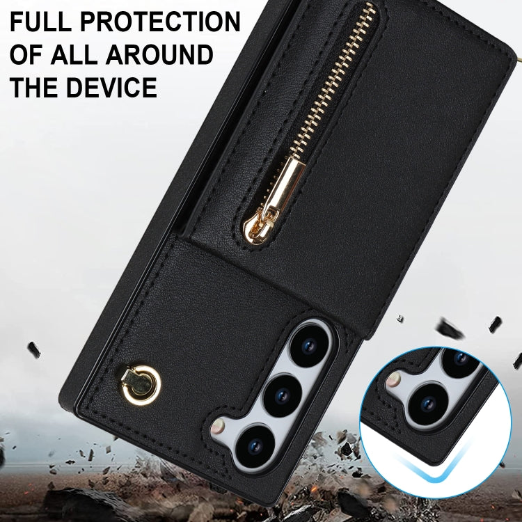 For Samsung Galaxy S23+ 5G Cross-body Zipper Square TPU+PU Back Cover Case