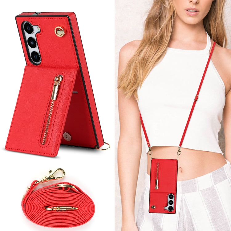 For Samsung Galaxy S23+ 5G Cross-body Zipper Square TPU+PU Back Cover Case