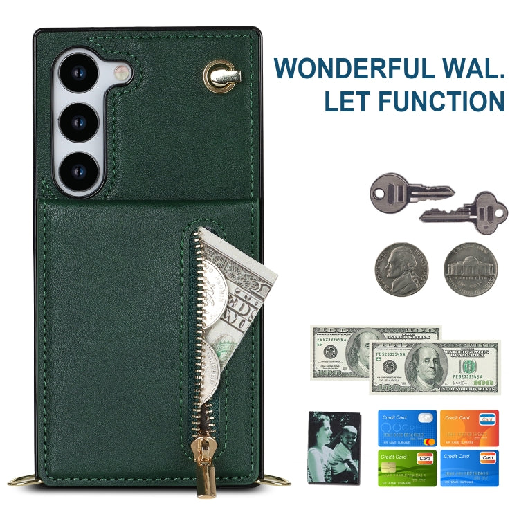 For Samsung Galaxy S23+ 5G Cross-body Zipper Square TPU+PU Back Cover Case