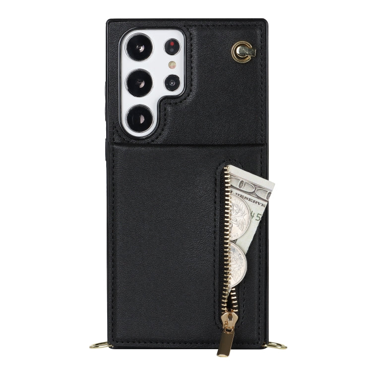 For Samsung Galaxy S23 Ultra 5G Cross-body Zipper Square TPU+PU Back Cover Case