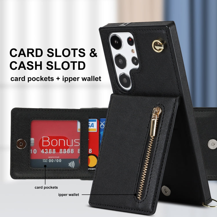 For Samsung Galaxy S23 Ultra 5G Cross-body Zipper Square TPU+PU Back Cover Case