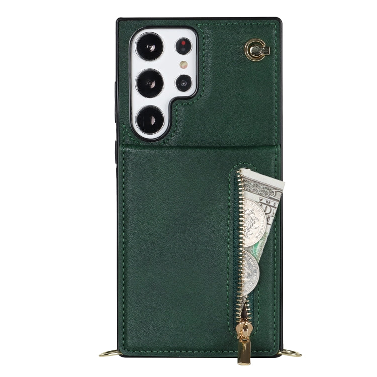 For Samsung Galaxy S23 Ultra 5G Cross-body Zipper Square TPU+PU Back Cover Case