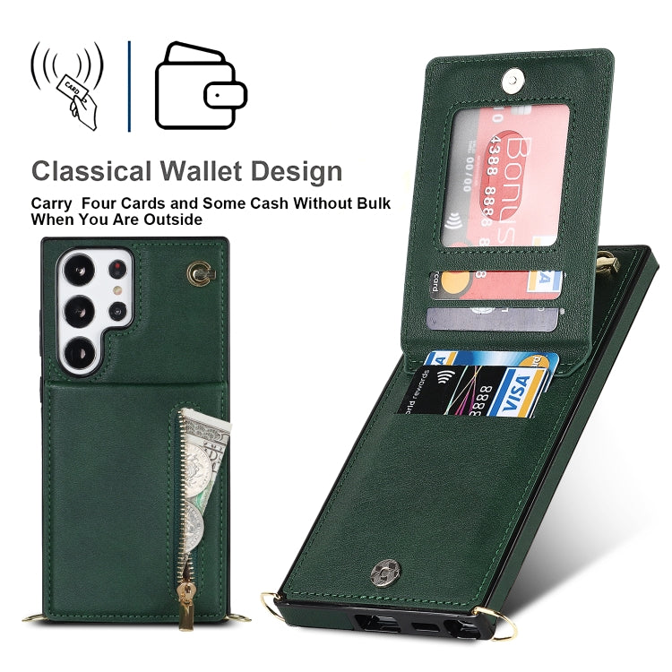 For Samsung Galaxy S23 Ultra 5G Cross-body Zipper Square TPU+PU Back Cover Case