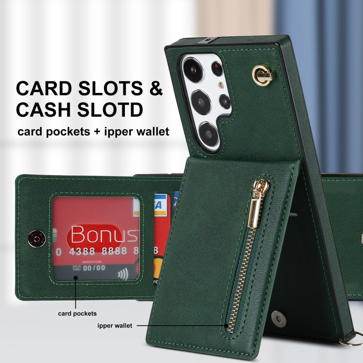 For Samsung Galaxy S23 Ultra 5G Cross-body Zipper Square TPU+PU Back Cover Case