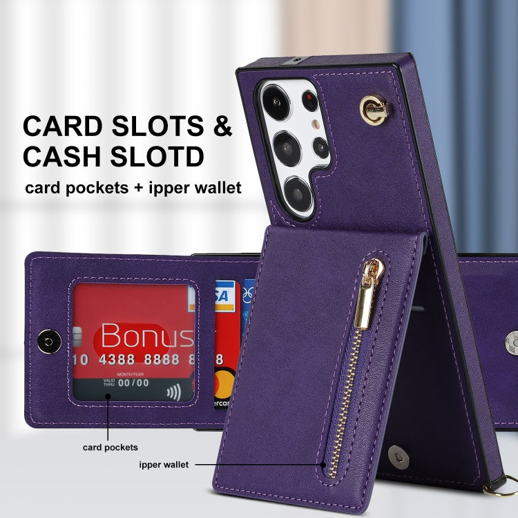 For Samsung Galaxy S23 Ultra 5G Cross-body Zipper Square TPU+PU Back Cover Case