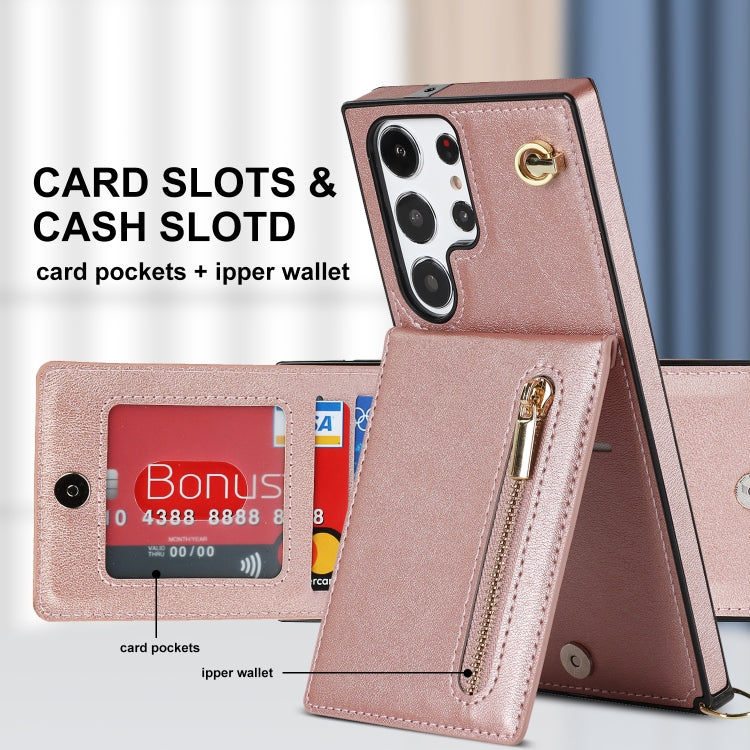 For Samsung Galaxy S23 Ultra 5G Cross-body Zipper Square TPU+PU Back Cover Case