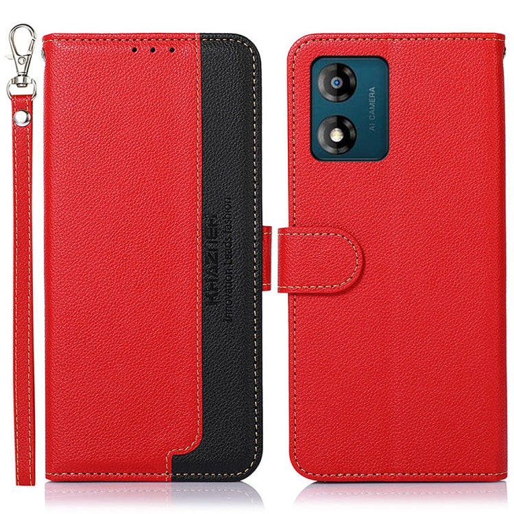 For Motorola Moto E13 KHAZNEH Litchi Texture Leather RFID Phone Case