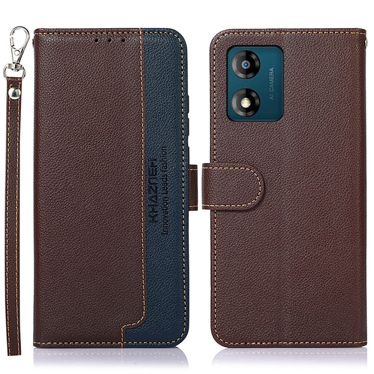 For Motorola Moto E13 KHAZNEH Litchi Texture Leather RFID Phone Case