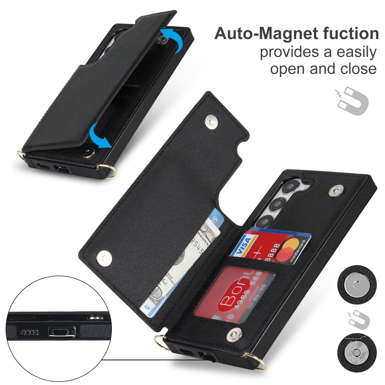 For Samsung Galaxy S23 5G Cross-body Square Double Buckle Flip Card Bag TPU+PU Case