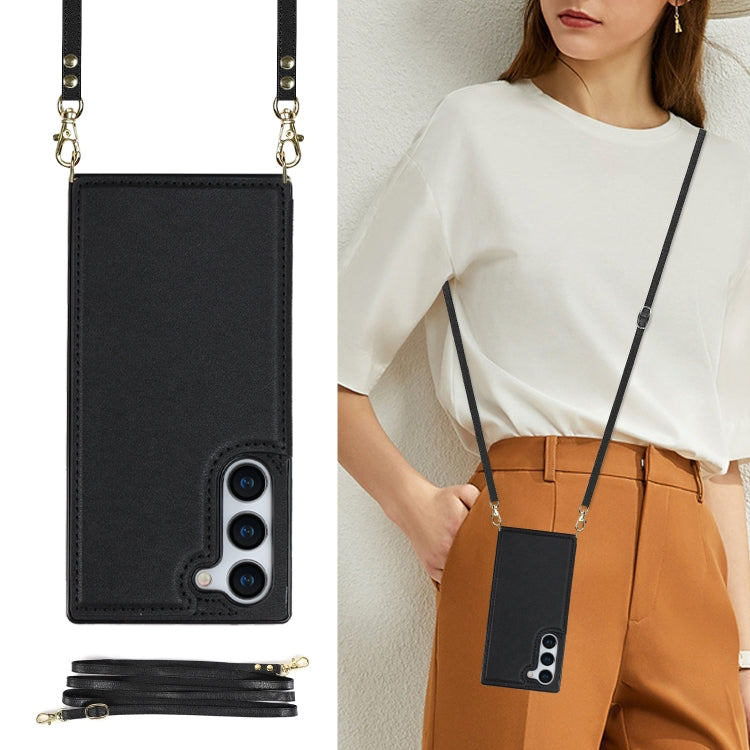 For Samsung Galaxy S23 5G Cross-body Square Double Buckle Flip Card Bag TPU+PU Case
