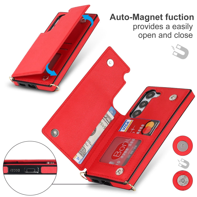 For Samsung Galaxy S23 5G Cross-body Square Double Buckle Flip Card Bag TPU+PU Case
