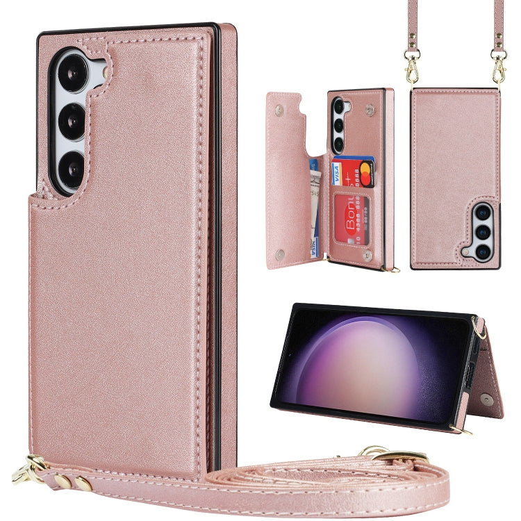 For Samsung Galaxy S23 5G Cross-body Square Double Buckle Flip Card Bag TPU+PU Case