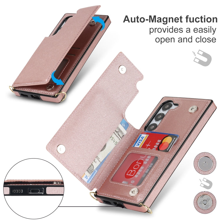 For Samsung Galaxy S23 5G Cross-body Square Double Buckle Flip Card Bag TPU+PU Case