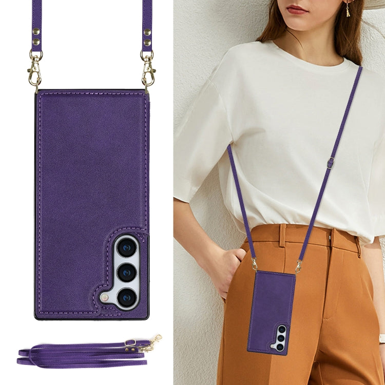 For Samsung Galaxy S23 5G Cross-body Square Double Buckle Flip Card Bag TPU+PU Case