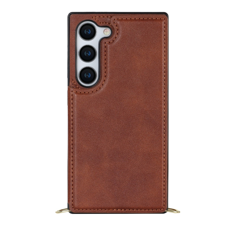 For Samsung Galaxy S23 5G Cross-body Square Double Buckle Flip Card Bag TPU+PU Case