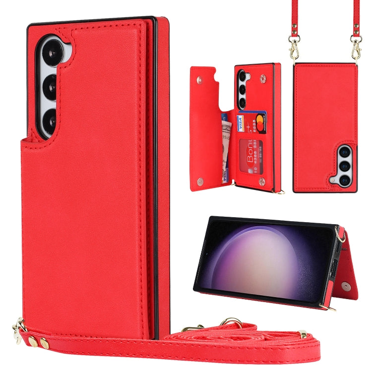 For Samsung Galaxy S23+ 5G Cross-body Square Double Buckle Flip Card Bag TPU+PU Case