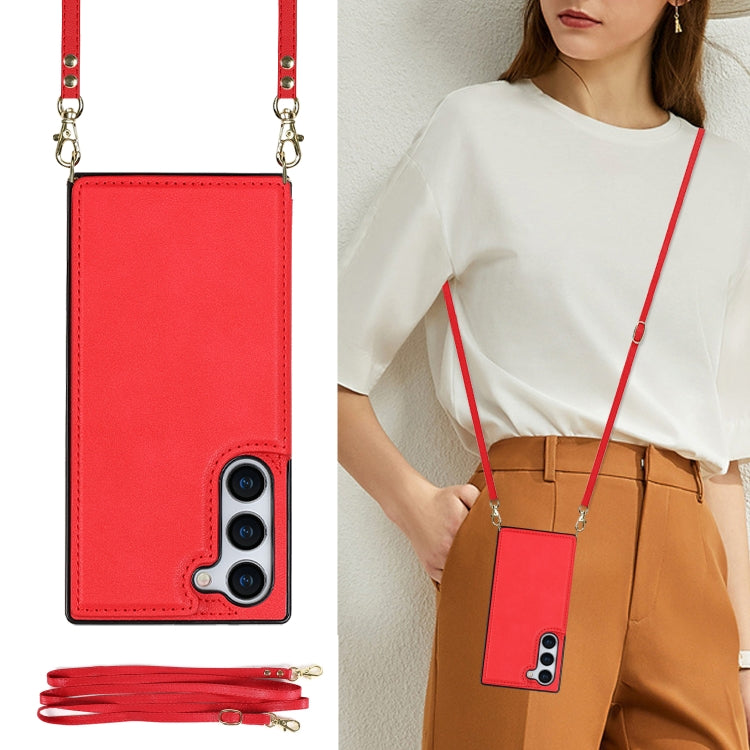 For Samsung Galaxy S23+ 5G Cross-body Square Double Buckle Flip Card Bag TPU+PU Case