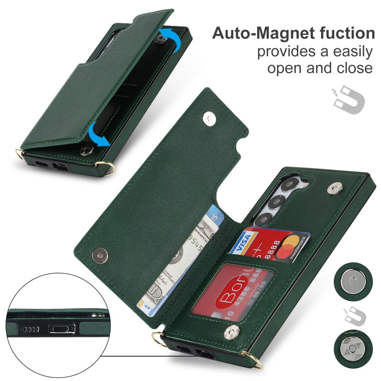 For Samsung Galaxy S23+ 5G Cross-body Square Double Buckle Flip Card Bag TPU+PU Case
