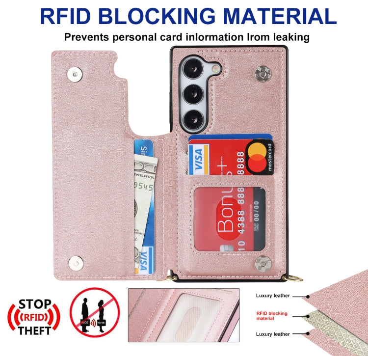 For Samsung Galaxy S23+ 5G Cross-body Square Double Buckle Flip Card Bag TPU+PU Case