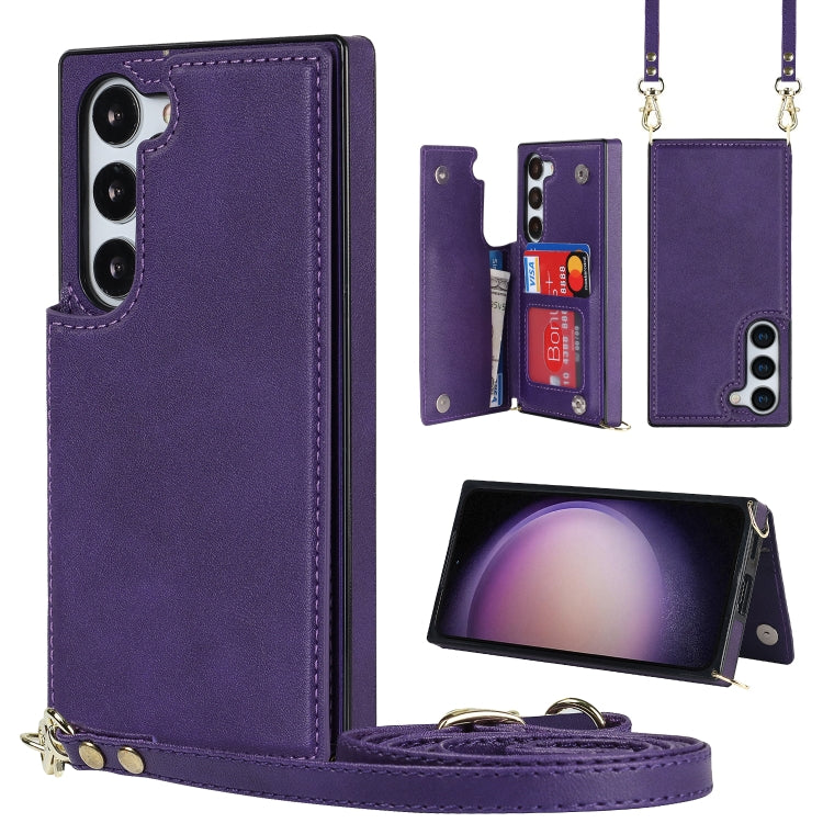 For Samsung Galaxy S23+ 5G Cross-body Square Double Buckle Flip Card Bag TPU+PU Case