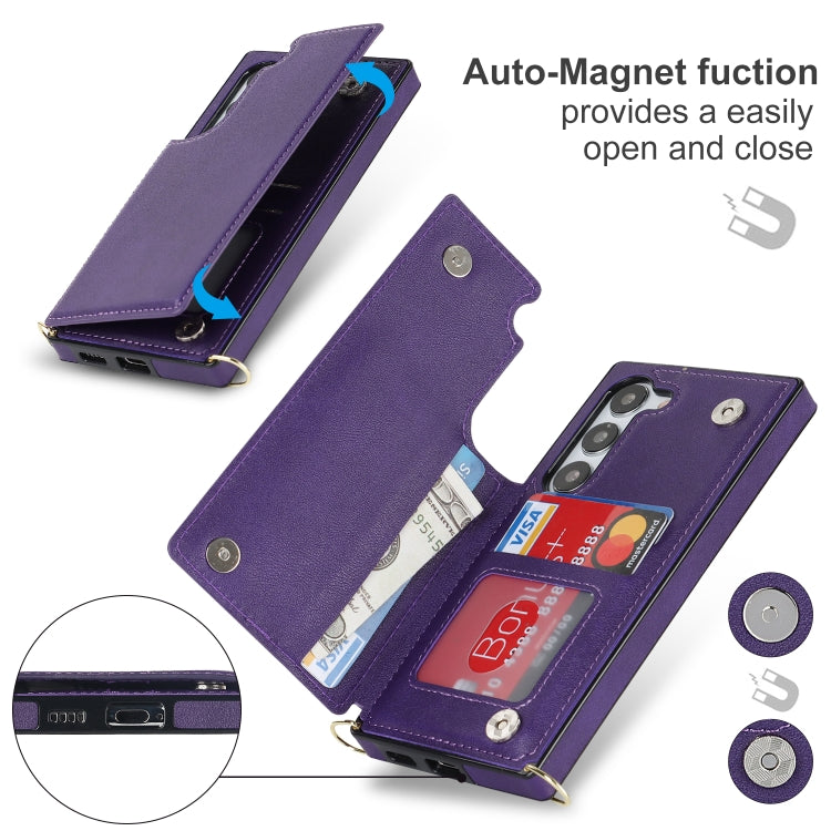 For Samsung Galaxy S23+ 5G Cross-body Square Double Buckle Flip Card Bag TPU+PU Case