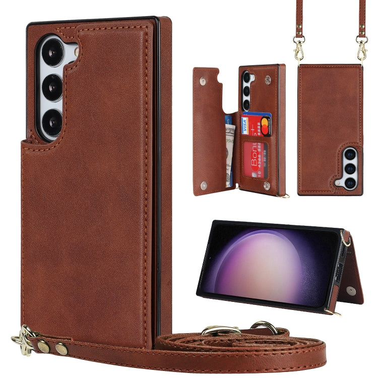 For Samsung Galaxy S23+ 5G Cross-body Square Double Buckle Flip Card Bag TPU+PU Case