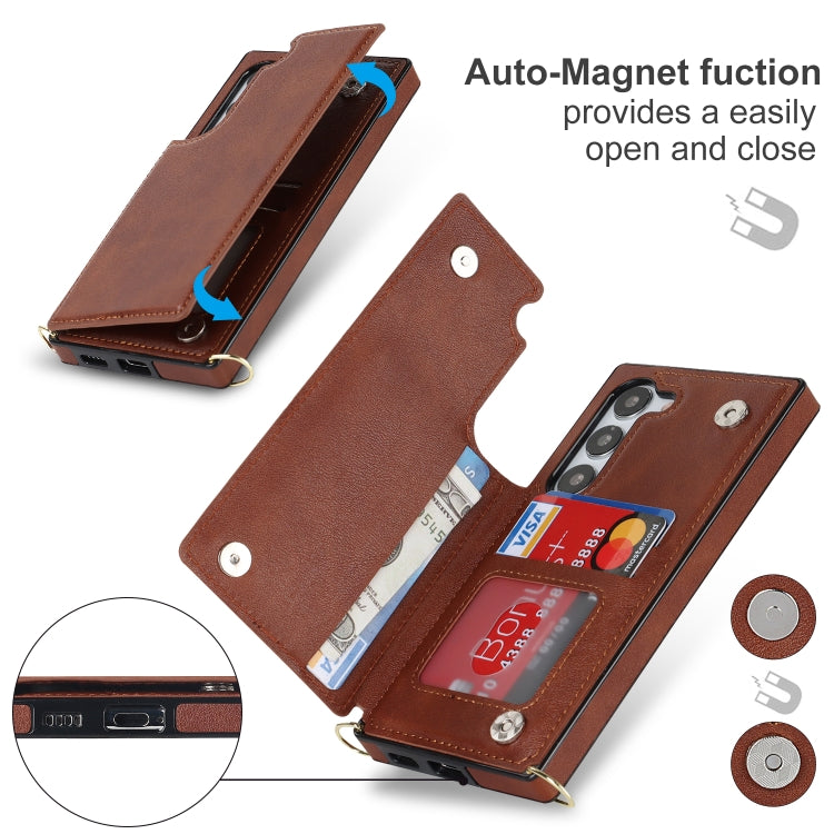 For Samsung Galaxy S23+ 5G Cross-body Square Double Buckle Flip Card Bag TPU+PU Case