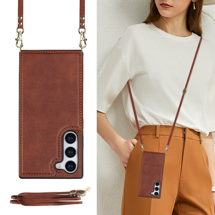 For Samsung Galaxy S23+ 5G Cross-body Square Double Buckle Flip Card Bag TPU+PU Case