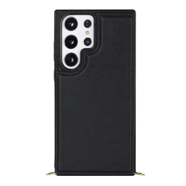 For Samsung Galaxy S23 Ultra 5G Cross-body Square Double Buckle Flip Card Bag TPU+PU Case
