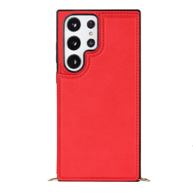 For Samsung Galaxy S23 Ultra 5G Cross-body Square Double Buckle Flip Card Bag TPU+PU Case