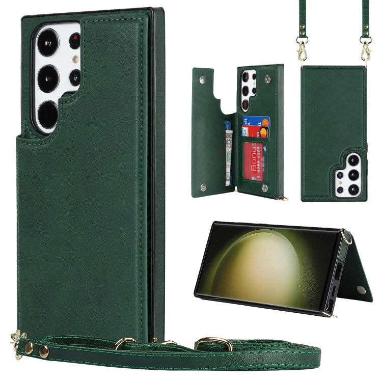 For Samsung Galaxy S23 Ultra 5G Cross-body Square Double Buckle Flip Card Bag TPU+PU Case