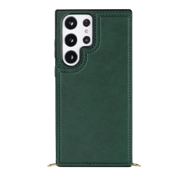 For Samsung Galaxy S23 Ultra 5G Cross-body Square Double Buckle Flip Card Bag TPU+PU Case