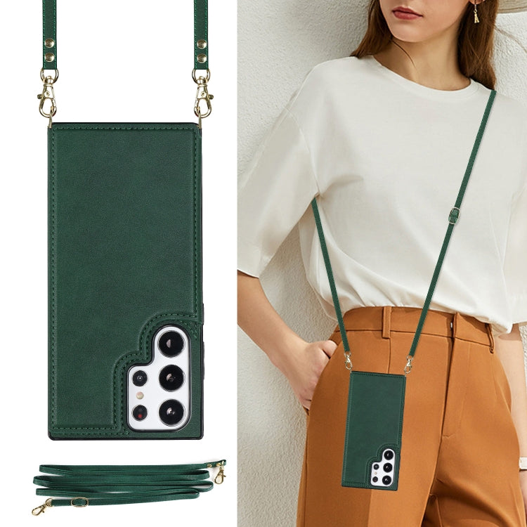 For Samsung Galaxy S23 Ultra 5G Cross-body Square Double Buckle Flip Card Bag TPU+PU Case
