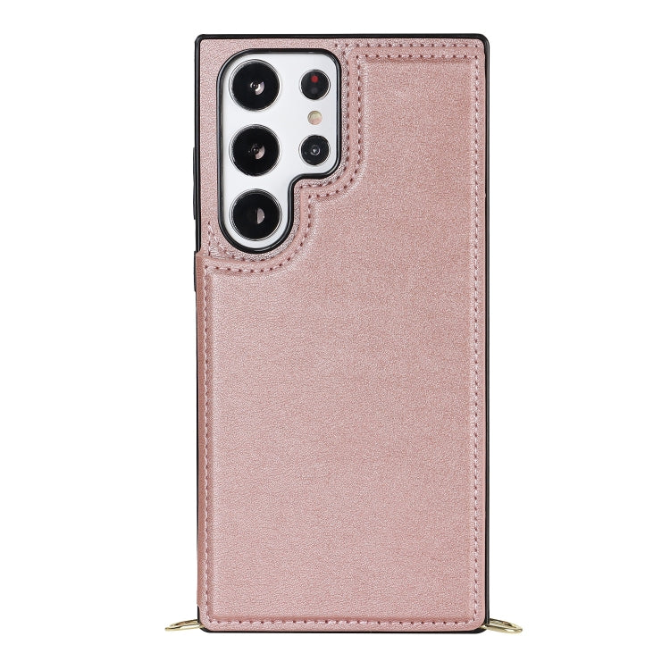 For Samsung Galaxy S23 Ultra 5G Cross-body Square Double Buckle Flip Card Bag TPU+PU Case